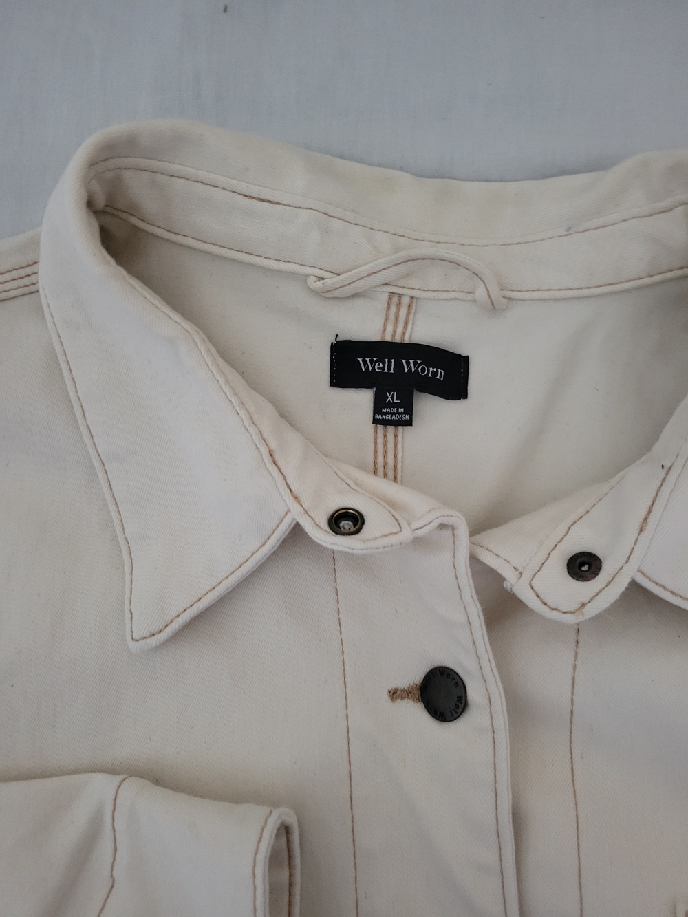 Well Worn Cream Button-Up Work Jacket - Picture 3 of 3
